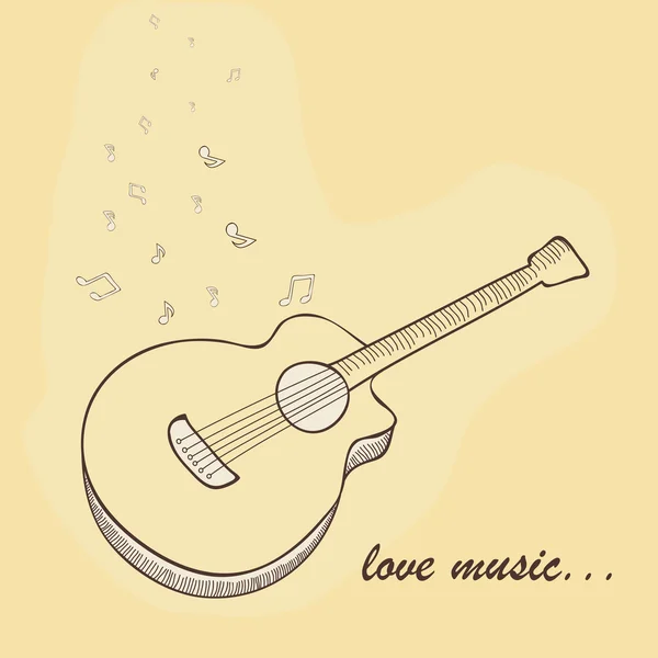 Guitarra criativa com notas musicais . — Vetor de Stock