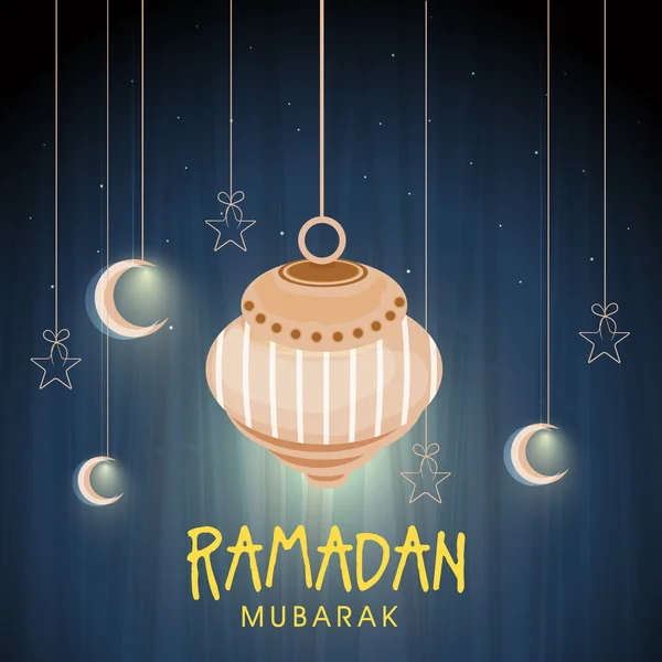 Wenskaart voor islamitische heilige maand Ramadan Kareem viering — Stockvector