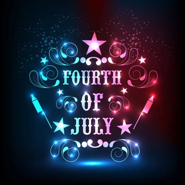 Texto brillante para la celebración del Día de la Independencia Americana . — Vector de stock