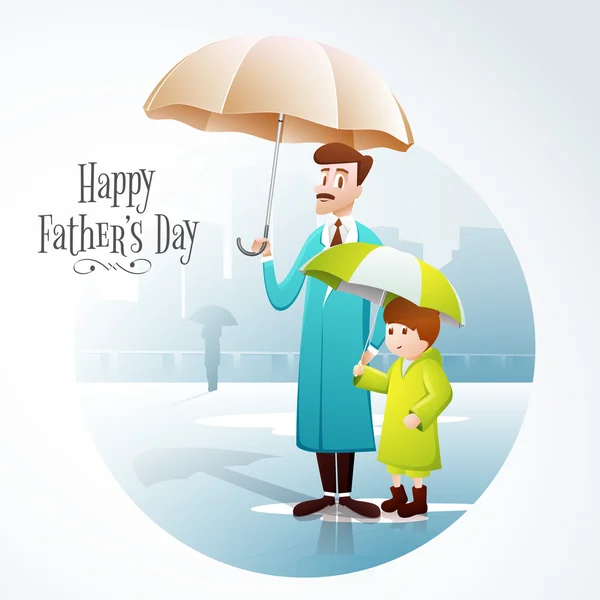 Отец и сын с зонтиком для празднования Дня отца . — стоковый вектор