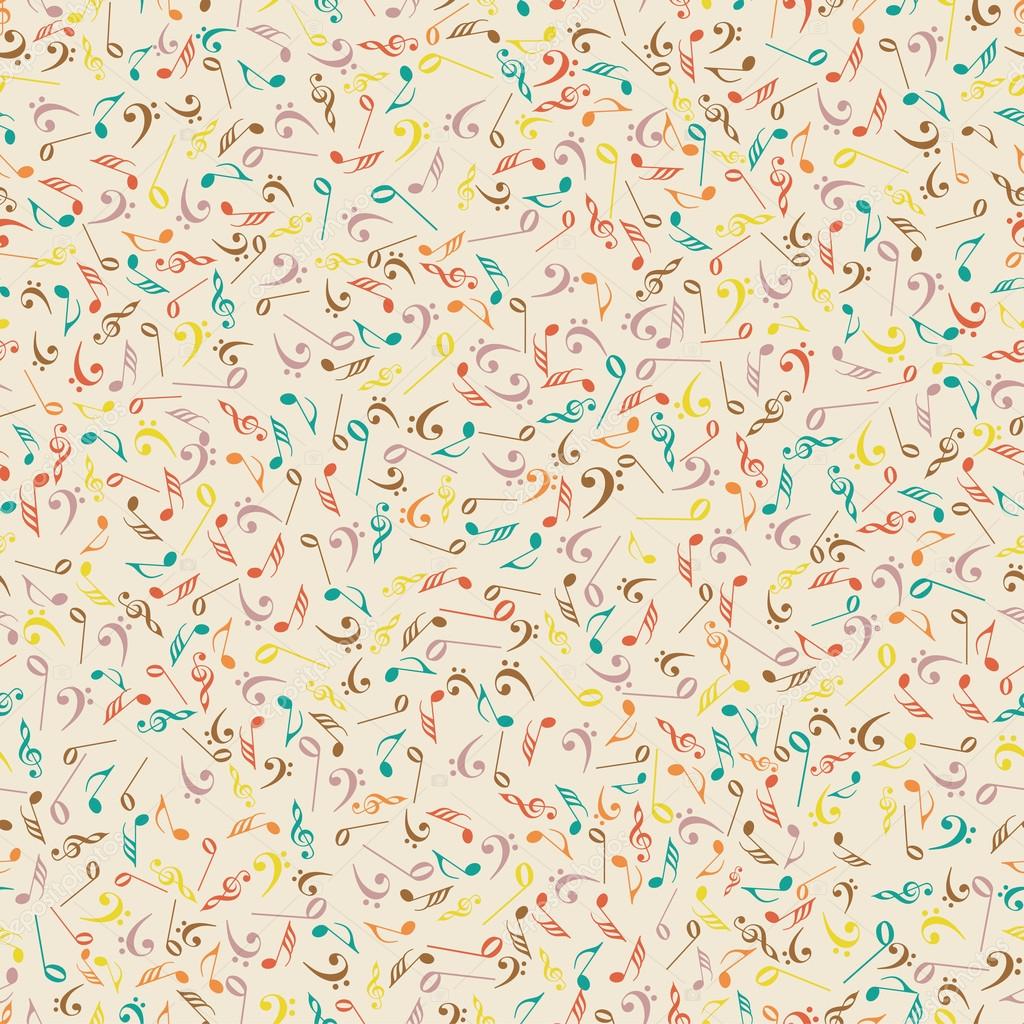 Musical notes with seamless pattern.