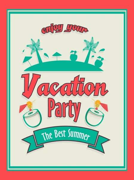 Invitation card design for vacation party. — Stock Vector