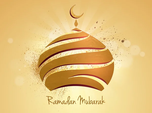 Zlatou mešitu Ramadan Mubarak oslavu. — Stockový vektor