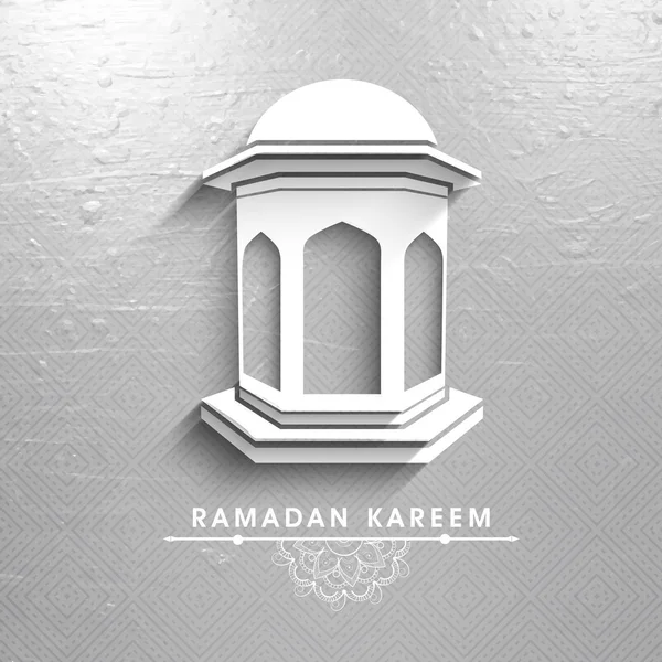 Linterna blanca para el mes santo, Ramadán Kareem . — Vector de stock