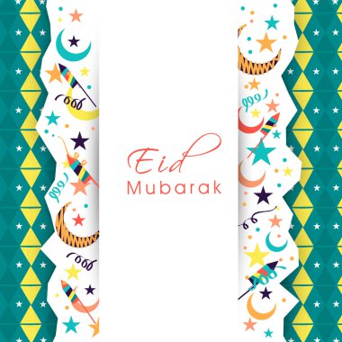 Eid Mubarak kutlama için tebrik kartı tasarımı.