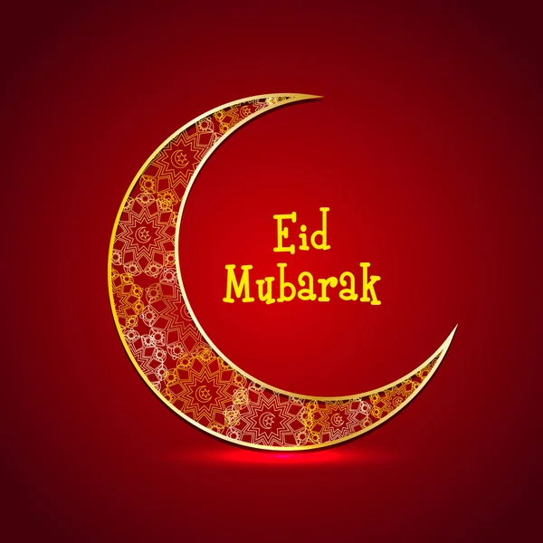 Luna creciente floral para la celebración de Eid Mubarak . — Vector de stock