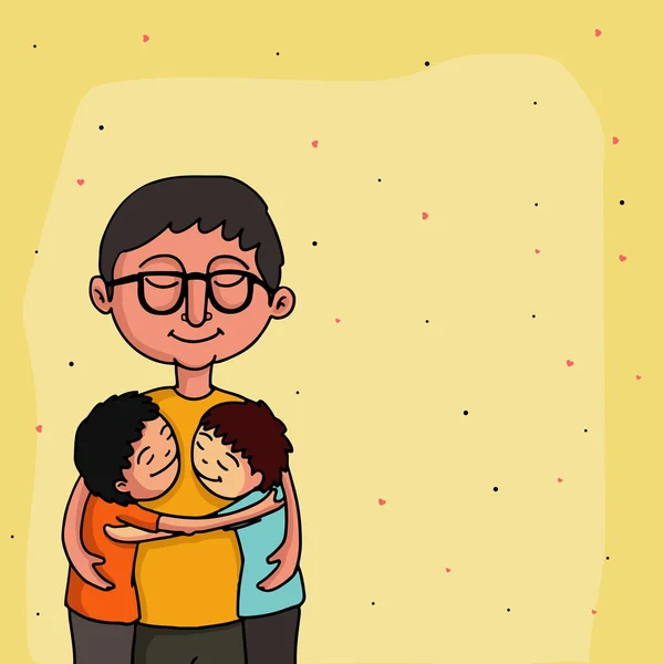 Vader met kinderen, Happy Father's Day viering concept. — Stockvector