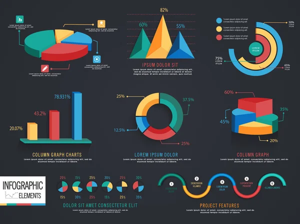 Conjunto de elementos de infografía 3D para empresas . — Archivo Imágenes Vectoriales