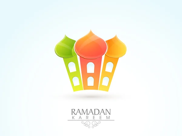 Kleurrijke moskee ontwerp voor Ramadan Kareem viering. — Stockvector