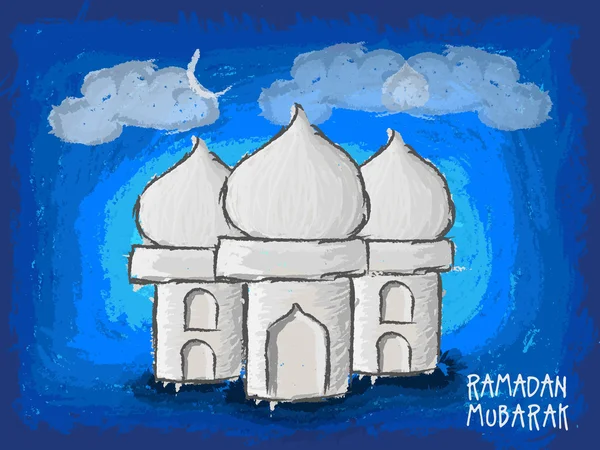 Moschea creativa per la celebrazione del Ramadan Mubarak . — Vettoriale Stock