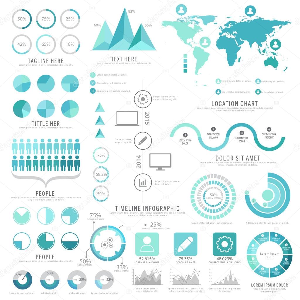 Big set of creative business infographic elements.