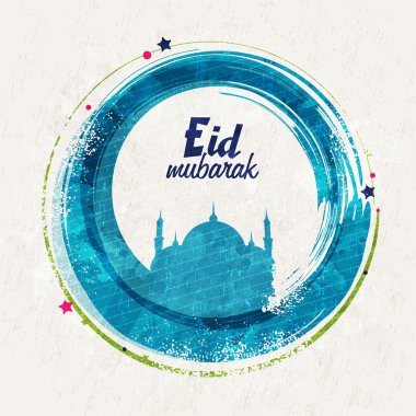 Eid Mubarak celebration with mosque. clipart