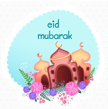 Eid Mubarak kutlama için çiçekli yaratıcı Camii.