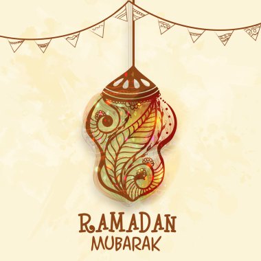 Creative floral lantern for Ramadan Kareem celebration. clipart