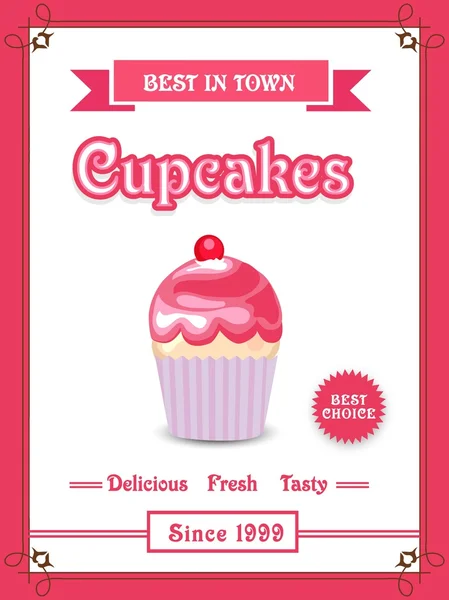 Carta menu, flyer o brochure per cupcake . — Vettoriale Stock