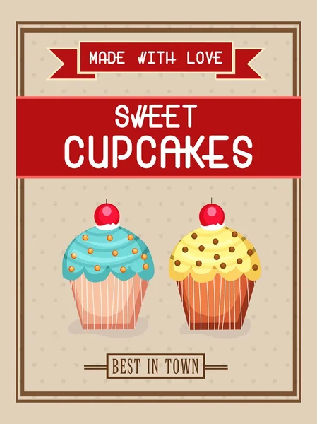 Volantino, modello o brochure per cupcake . — Vettoriale Stock