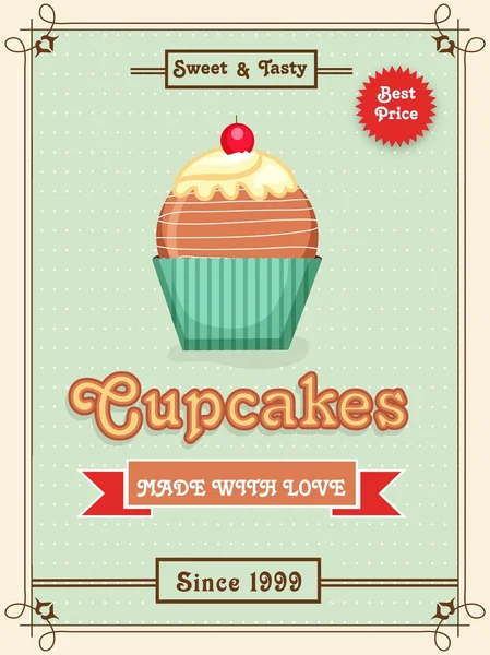 Cartão de menu, folheto ou brochura para cupcakes . — Vetor de Stock