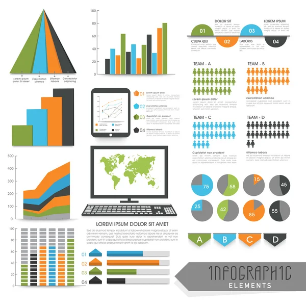 Set infographic elementen voor het bedrijfsleven. — Stockvector