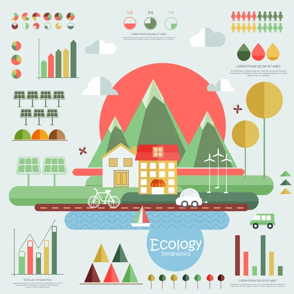 Conjunto de Ecologia Elementos infográficos . — Vetor de Stock