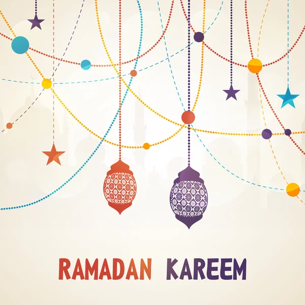 Greeting card design for Ramadan Kareem celebration. — Stock Vector