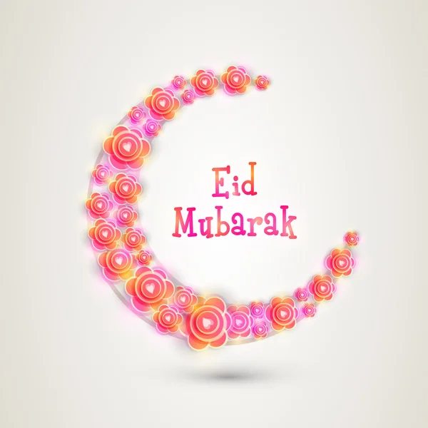 Bloemen gemaakt wassende maan voor Eid Mubarak viering. — Stockvector