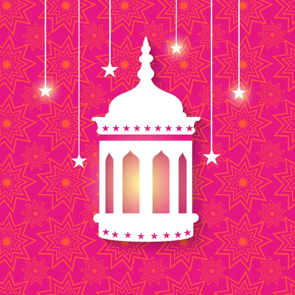 Illuminated lantern for Ramadan Kareem celebration. — Stock Vector