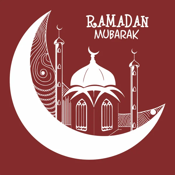 Mezquita creativa con luna para Ramadán Mubarak . — Archivo Imágenes Vectoriales