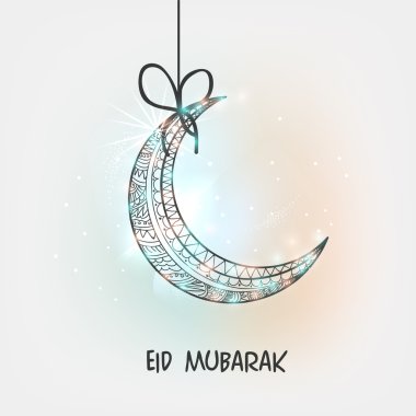 Floral crescent moon for Eid festival celebration. clipart