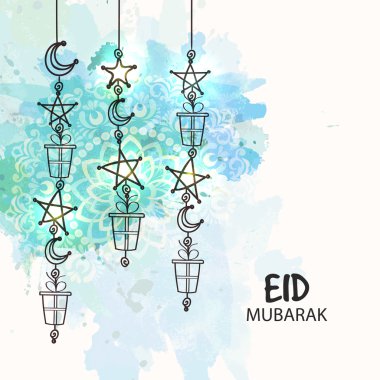 Islamic festival, Eid celebrations greeting card design. clipart