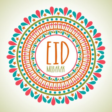 Eid festival kutlaması için yuvarlak çerçeve çiçek.