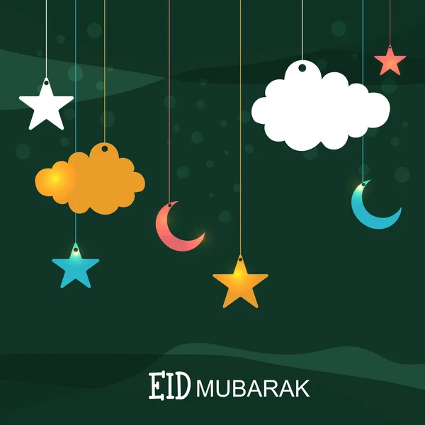 Předsazení měsíce s hvězdami oslavu Eid. — Stockový vektor