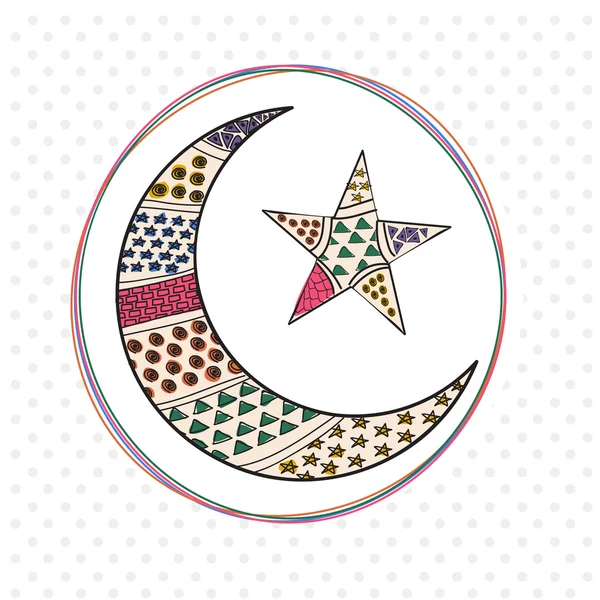 Luna creciente con estrella para la celebración del festival Eid . — Archivo Imágenes Vectoriales