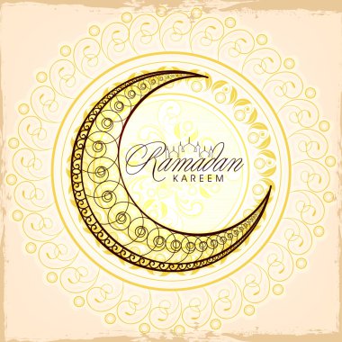 Floral crescent moon for Ramadan Kareem celebration. clipart