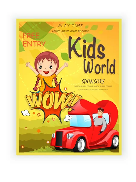 Template,  banner or flyer design for kids world. — Stock Vector