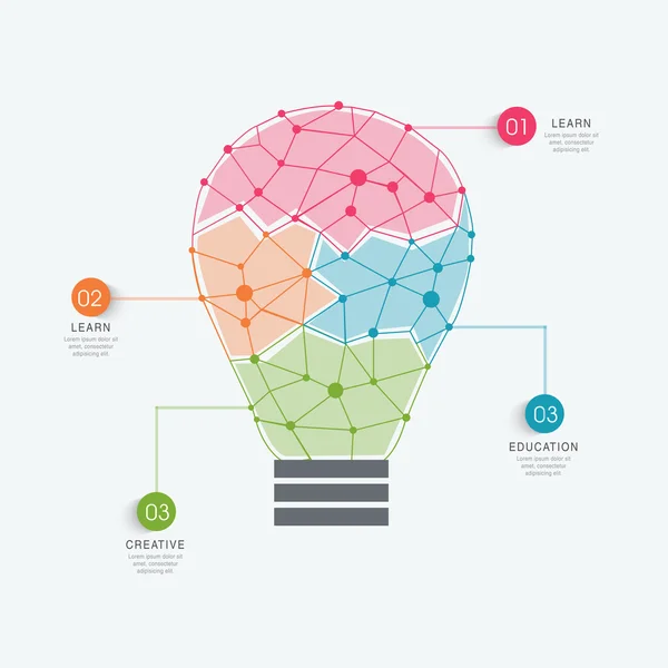 Idea elementi infografici con lampadina . — Vettoriale Stock