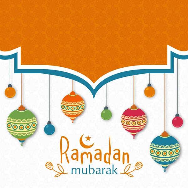 Bellissimo biglietto di auguri per la celebrazione del Ramadan Mubarak . — Vettoriale Stock