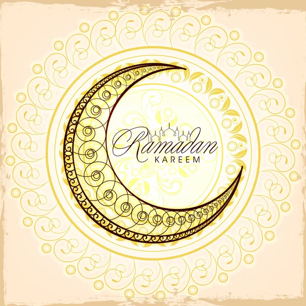 Floral crescent moon for Ramadan Kareem celebration. — Stock Vector