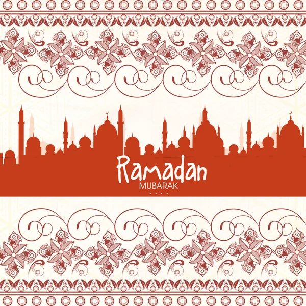 Floral greeting card for Ramadan Mubarak celebration. — Stock Vector
