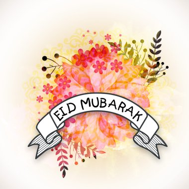 bayram kutlaması için Arapça metinle çiçek yapışkan tasarım.