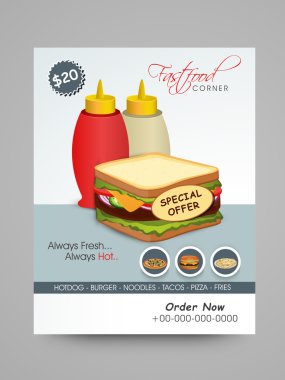 Menü kartı tasarımı için lokanta köşe.