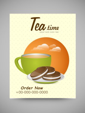 Çay saati için menü kart tasarımı.