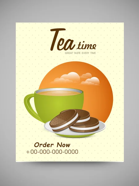 Menu Card design per l'ora del tè . — Vettoriale Stock