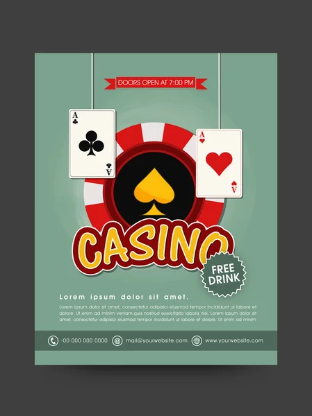 Folleto o plantilla para Casino . — Archivo Imágenes Vectoriales