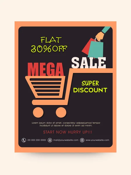 Mega Sale poster, banner or flyer. — Stock Vector