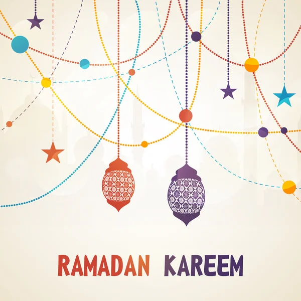 Beautiful greeting card for Ramadan Kareem celebration. — Stock Vector