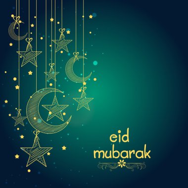 ay ve yıldız bayram kutlaması için tebrik kartı.