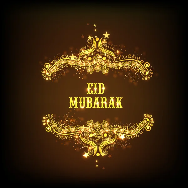 Elegante floral wenskaart voor eid mubarak viering. — Stockvector