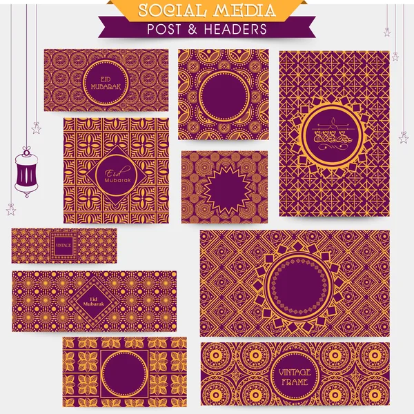 Social media post, header or banner set for Eid. — Stock Vector