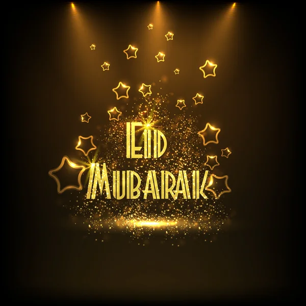 Texto dourado criativo para a celebração Eid Mubarak . — Vetor de Stock