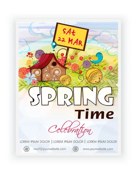 Plantilla, banner o diseño de folleto para la primavera . — Archivo Imágenes Vectoriales